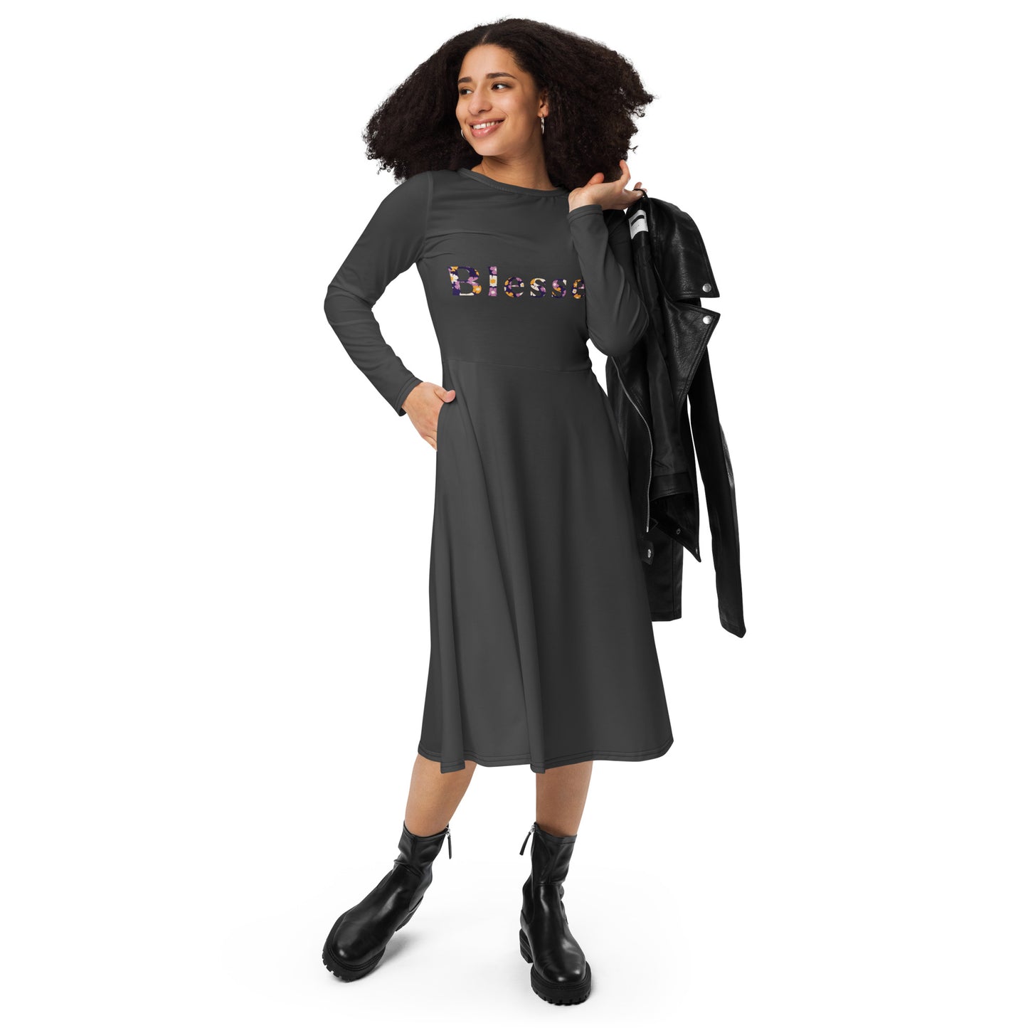 Blessed long sleeve midi dress