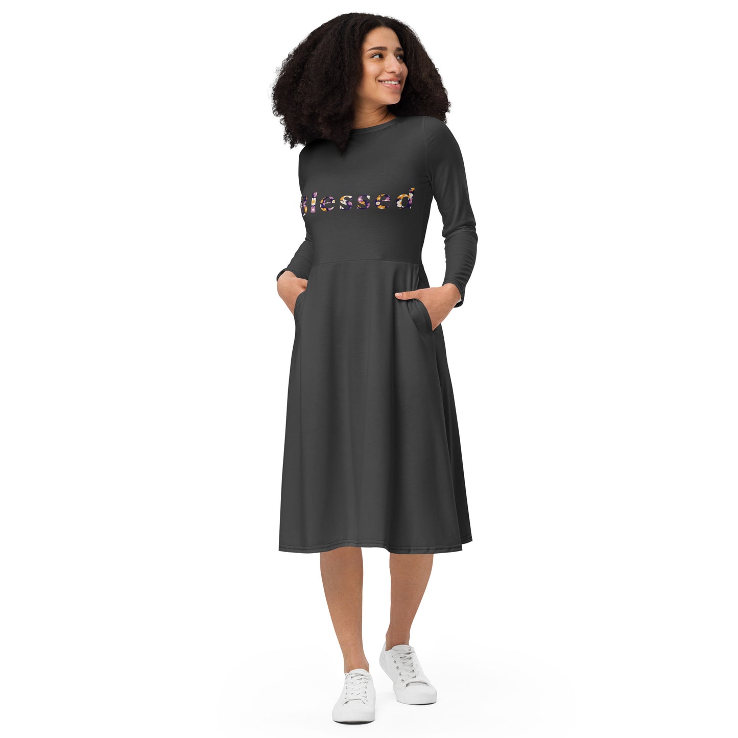 Blessed long sleeve midi dress