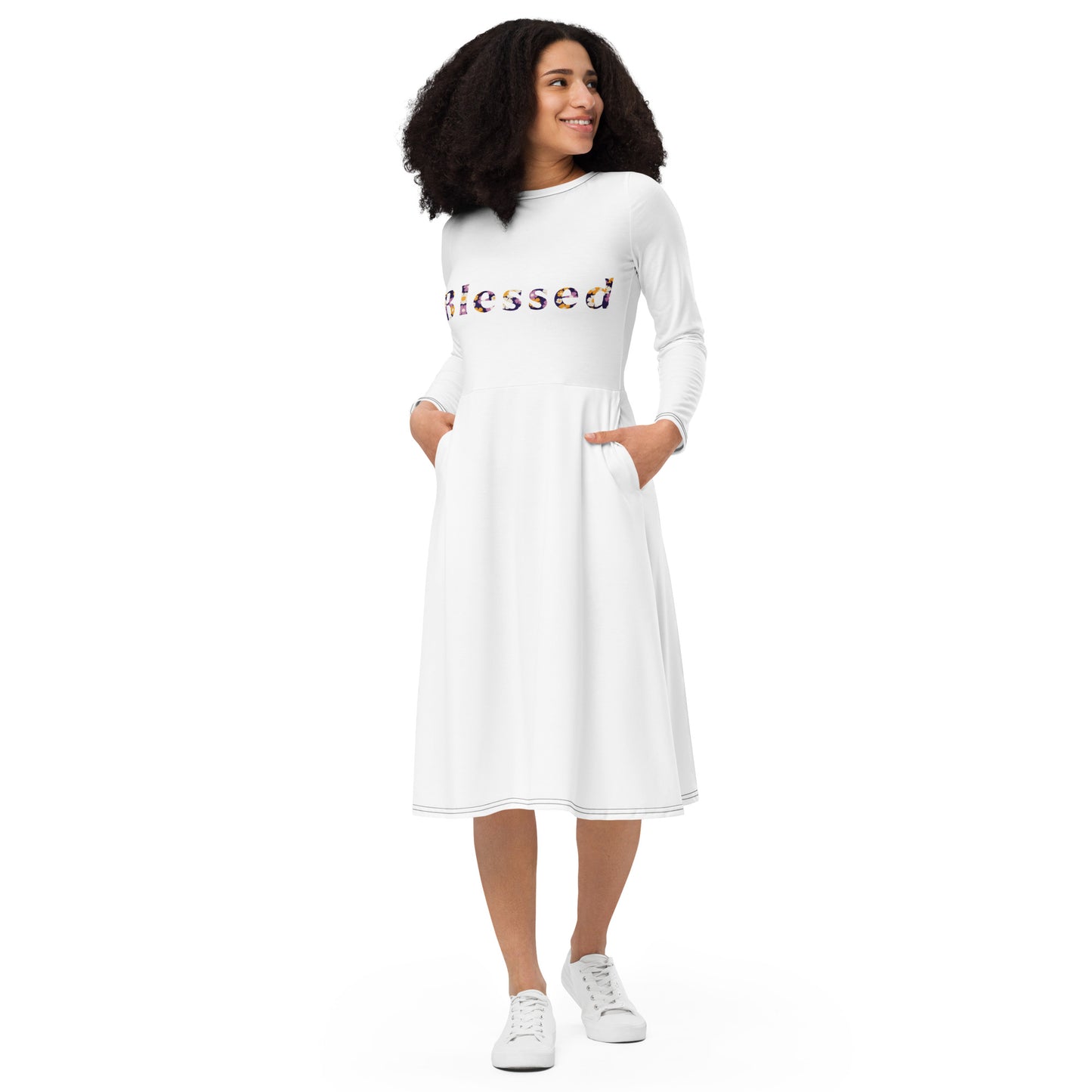 Blessed long sleeve midi dress