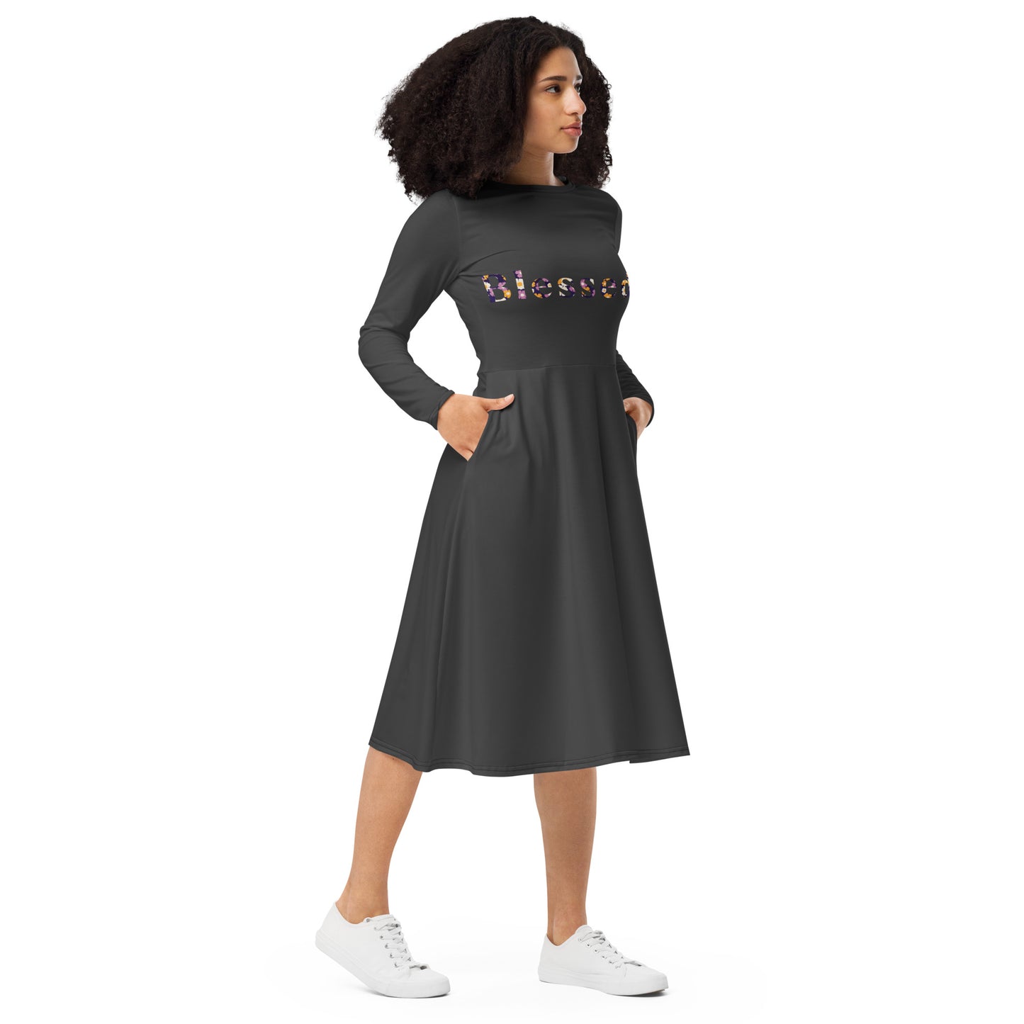 Blessed long sleeve midi dress