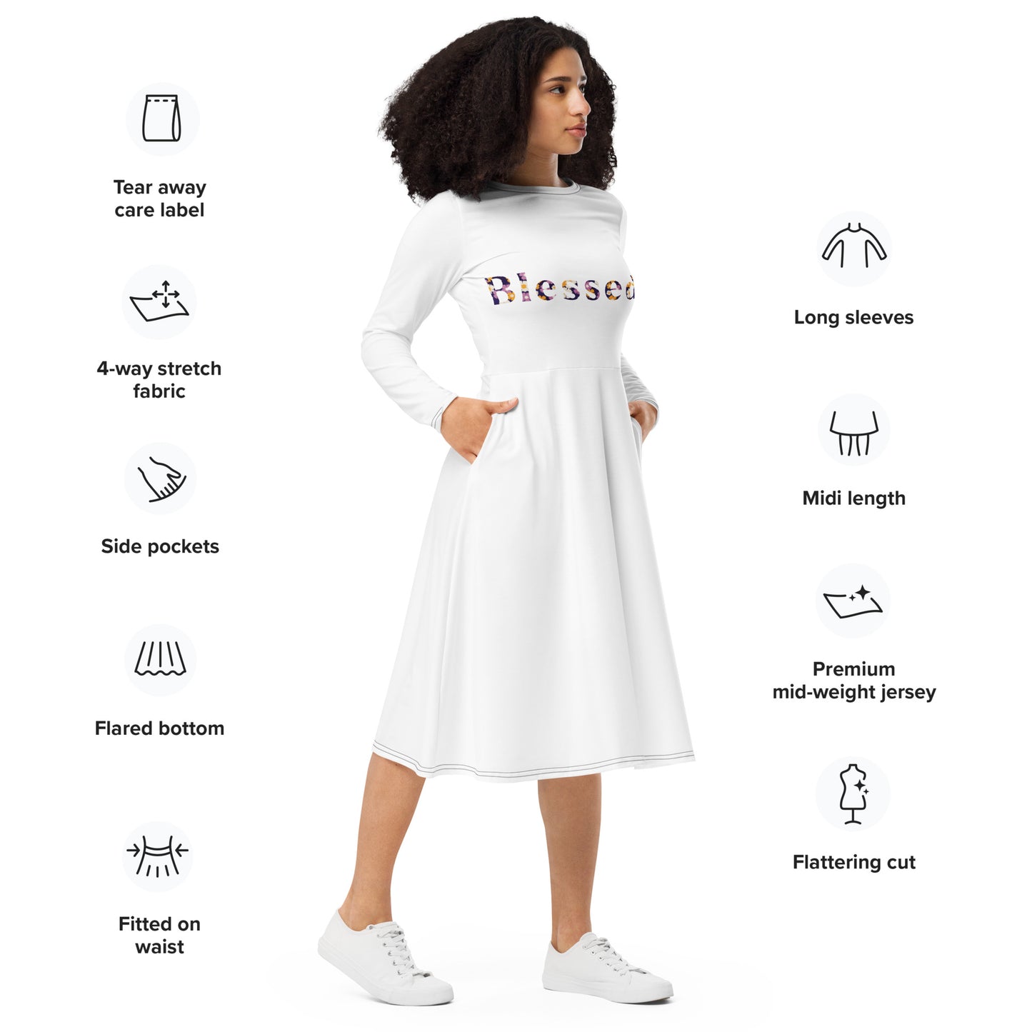 Blessed long sleeve midi dress