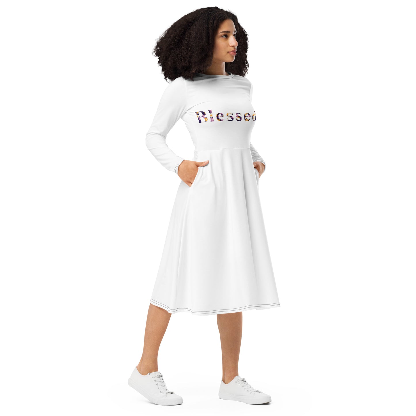 Blessed long sleeve midi dress