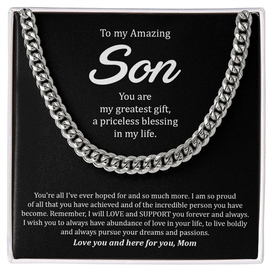 To My Amazing Son | I Will Love & Support - Cuban Link Chain